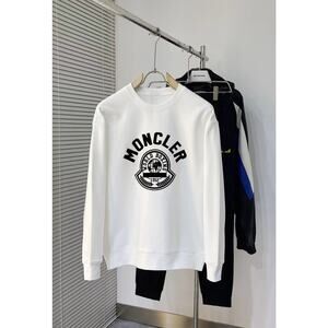 Moncler Men's and Women's Crew Neck White Long Sleeve T-Shirt